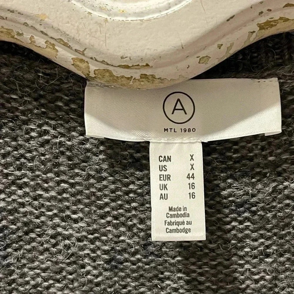 ADDITION  ELLE Gray & White long cardigan size X - Picture 2 of 7